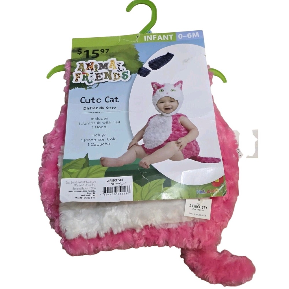 Halloween‎ Costume Baby 0-6 Months  Girls Pink Cat, Trick Treat.    BF